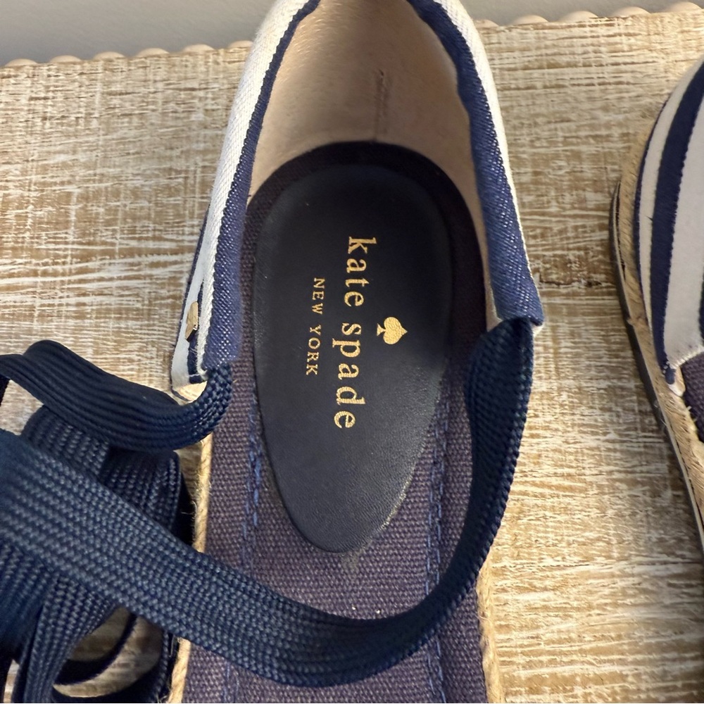 Kate Spade Blue and White Striped Espadrilles, 10M - Picture 2 of 13